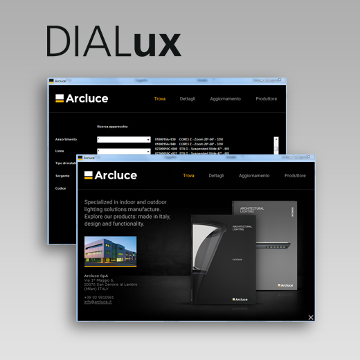 Arcluce DIALux plugin, logiciel de conception d'éclairage, plugin de conception d'éclairage