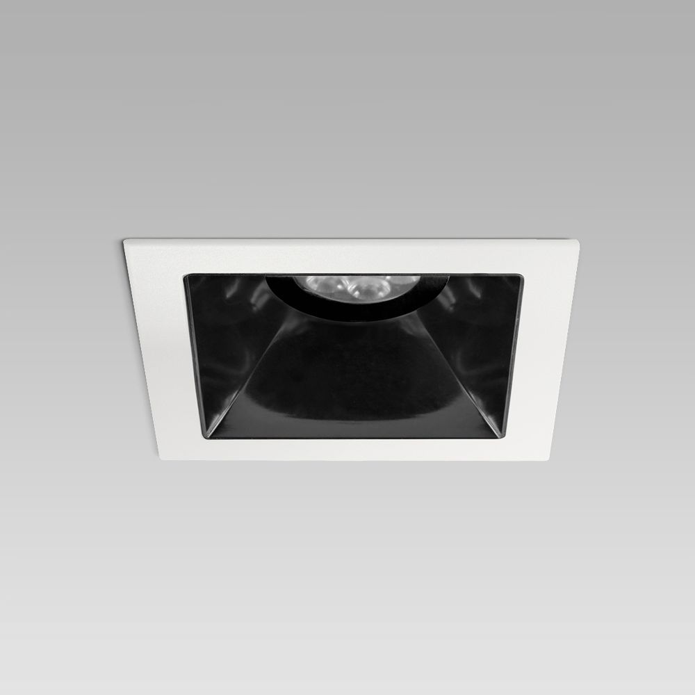 Recessed downlights  Elegant ceiling recessed luminaire for indoor lighting with a small size, squared shape, with frame or trimless