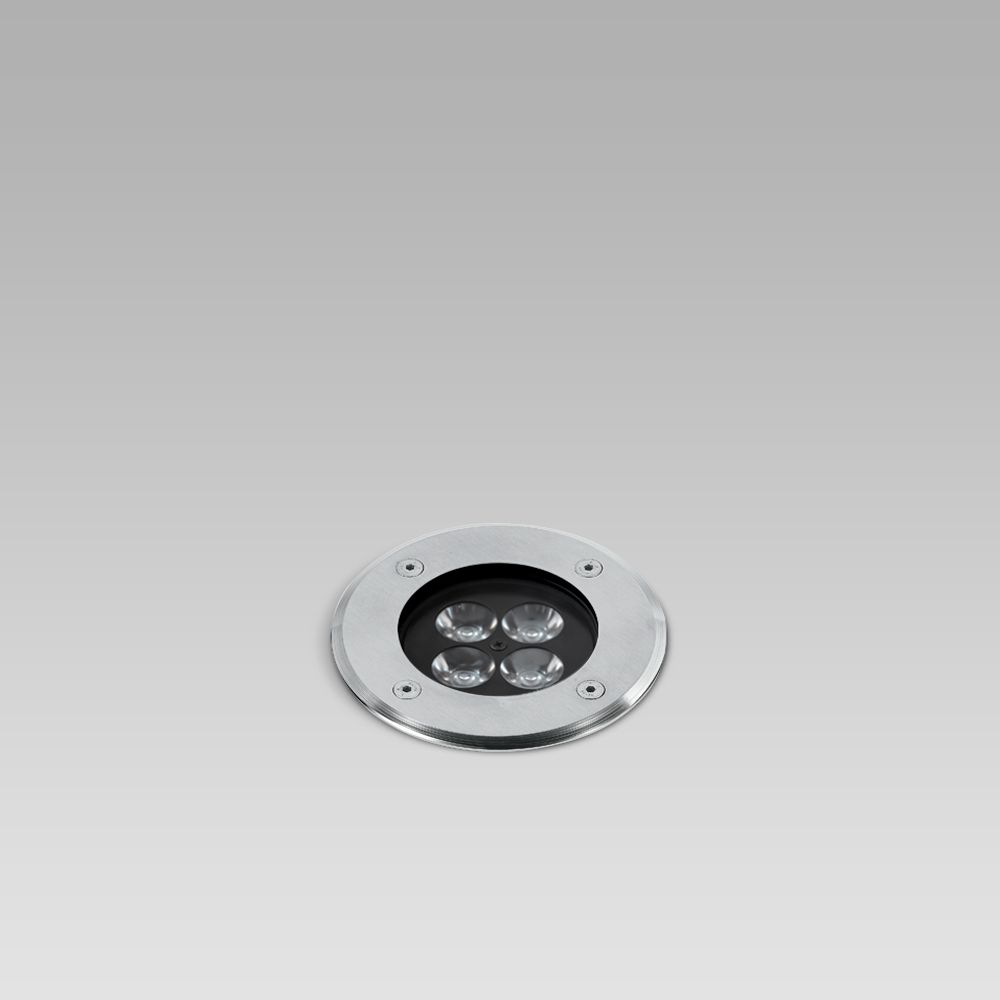 Recessed floor luminaires  In-ground recessed luminaire for outdoor lighting, requiring shallow installation depth, available with different trims