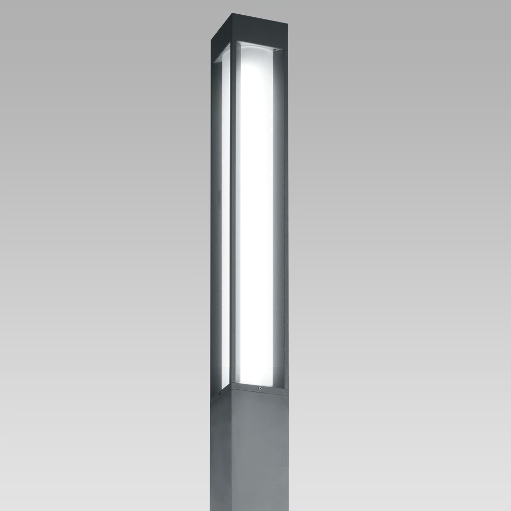 Städtische Einrichtungen Bollard light for urban and residentail lighting with a squared, elegant design, featuring excellent lighting performance