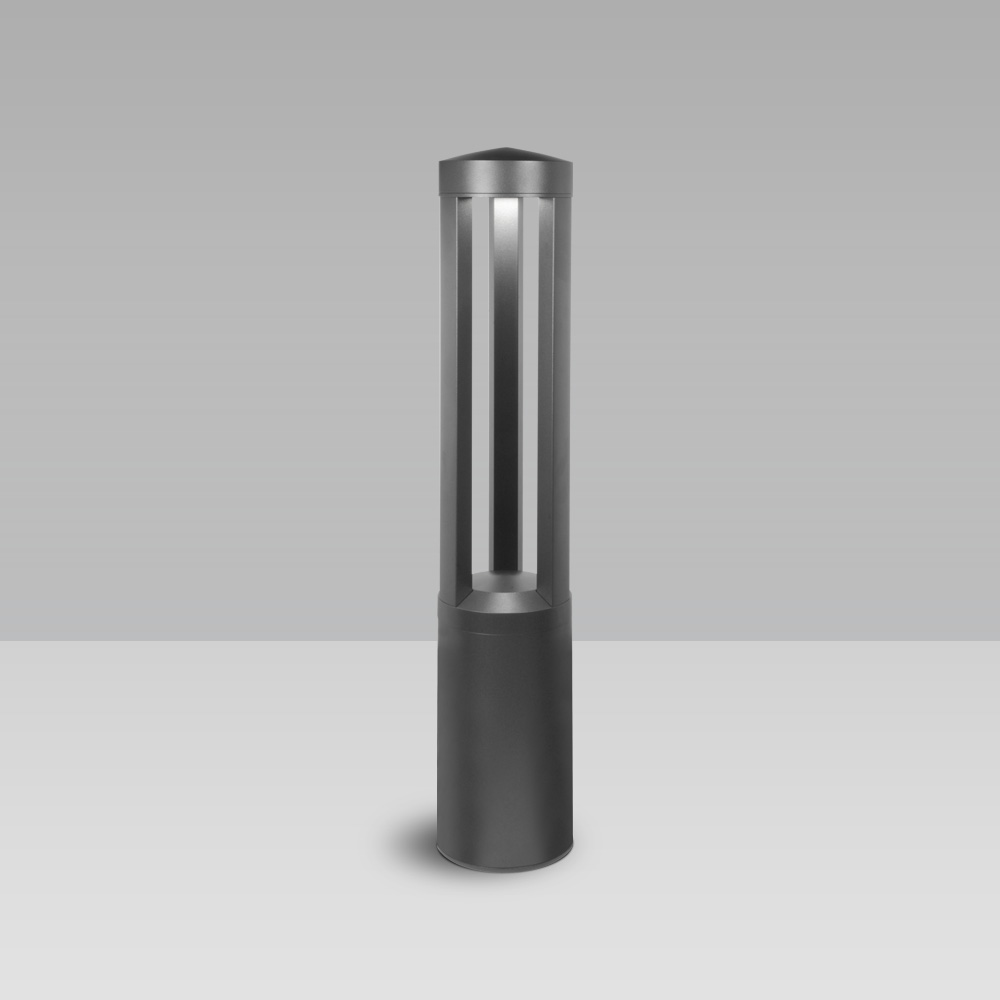 Pollerleuchten Bollard light for garden and urban areas lighting, with 3 LED sources with radial optic and industrial design