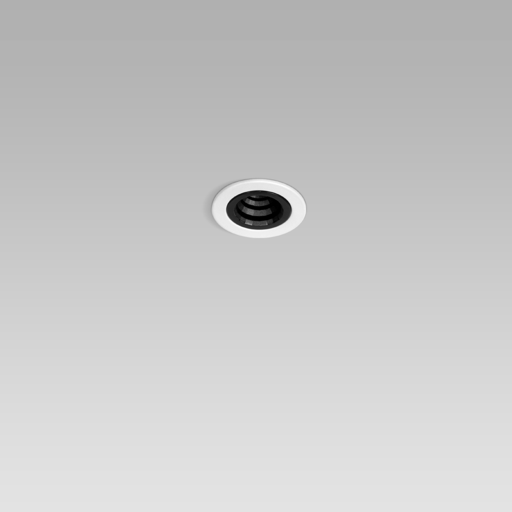 Einbauleuchten  Ceiling recessed luminaire for indoor lighting with small size and elegant design, with black or metalized optic